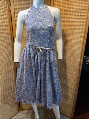 Gorgeous floral lace defines an elegant fit-and-flare dress Sz 12